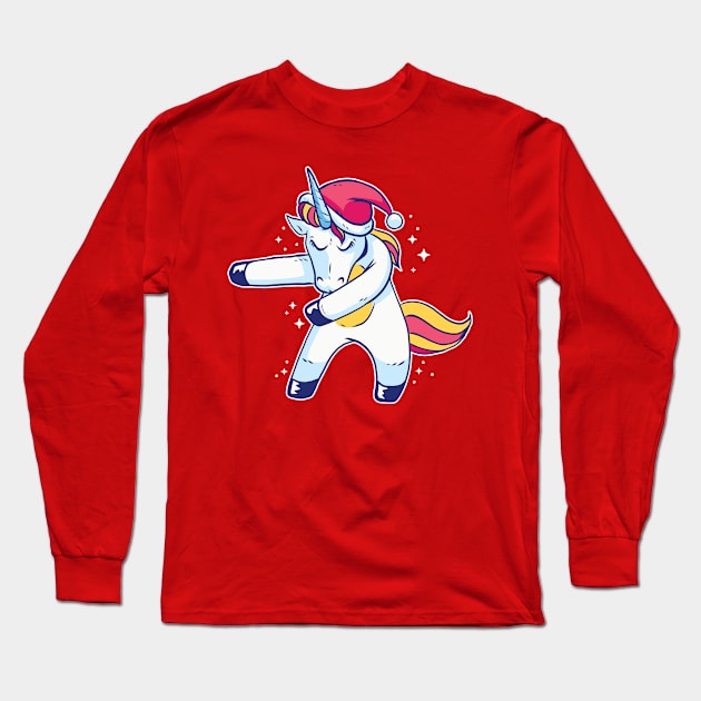 Christmas Unicorn Dab! Long Sleeve T-Shirt by rjzinger